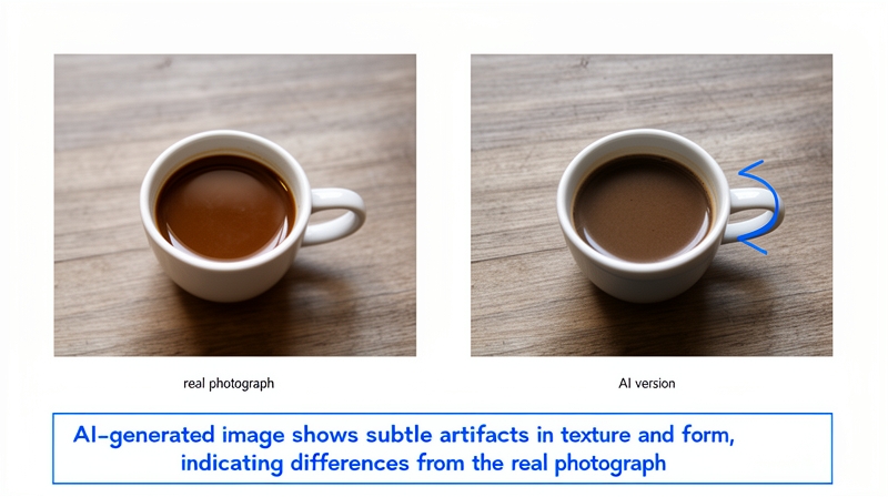Side-by-side comparison of a real photograph and an AI-generated image with highlighted differences